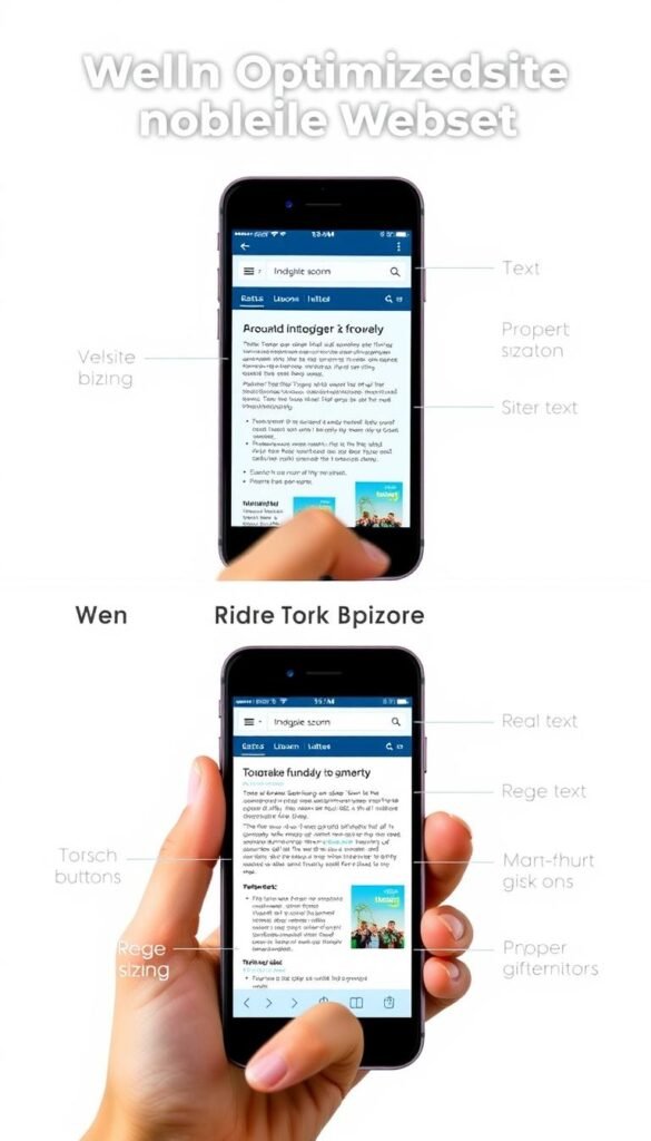 Mobile-optimized content displayed on smartphone showing responsive design Mobile-optimized content displayed on smartphone showing responsive design