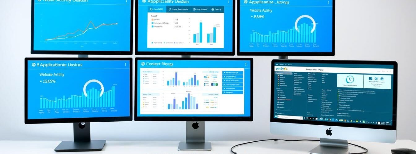 SentryPC computer monitoring software dashboard showing activity monitoring and website blocking features