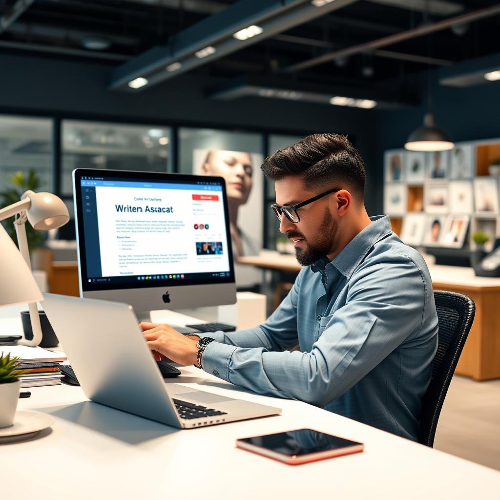 Content-creator-using-prompt-engineering-to-generate-marketing-materials-with-AI-assistance Prompt Engineering for Generative AI: Book Review & Essential Guide