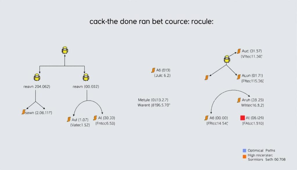 Decision tree visualization showing a robot's potential action paths with probability distributions Decision tree visualization showing a robot's potential action paths with probability distributions