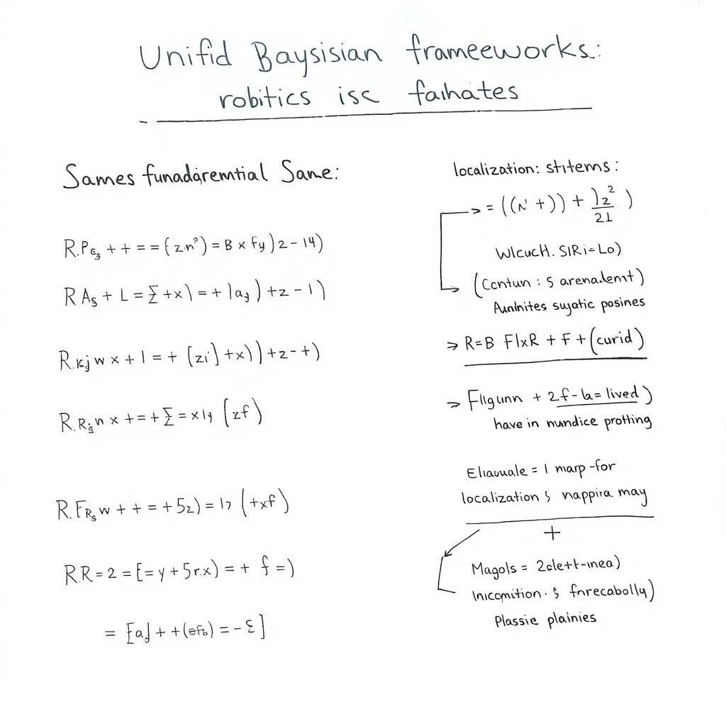 Mathematical equations showing the unified Bayesian framework applied to different robotics problems Mathematical equations showing the unified Bayesian framework applied to different robotics problems