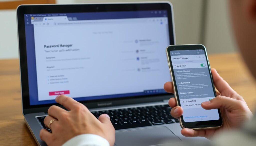 Person-implementing-simple-cybersecurity-measures-on-laptop-and-smartphone-1024x585 Cybersecurity for Non-Technical Users: A Practical Protection Guide