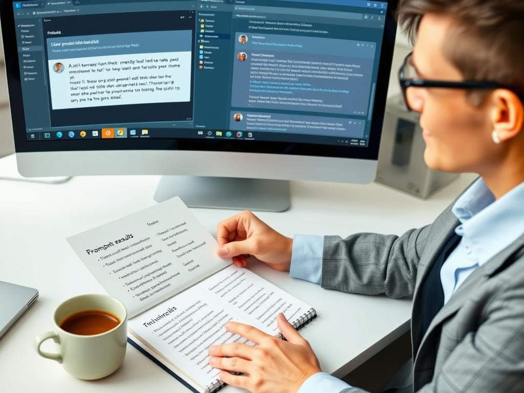 Person-reviewing-and-refining-AI-prompts-with-notes-and-examples Mastering AI Prompt Engineering: Write Effective Prompts with Confidence