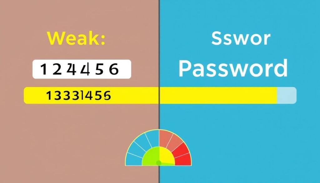 Visual-representation-of-weak-vs-strong-passwords-with-security-meter-1024x585 Cybersecurity for Non-Technical Users: A Practical Protection Guide