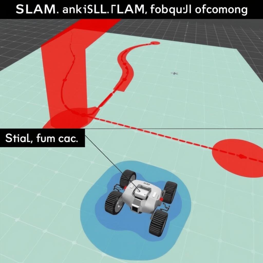 Visualization of a SLAM algorithm building a map while a robot navigates through an environment Visualization of a SLAM algorithm building a map while a robot navigates through an environment